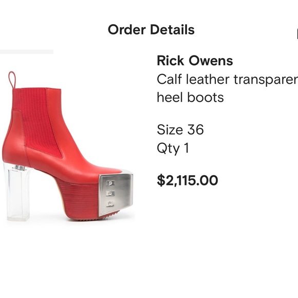 Rick Owens Shoes - RICK OWENS GRILL PLATFORM ANKLE BOOT BOOTIE RED 36